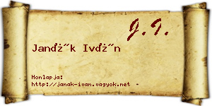 Janák Iván névjegykártya